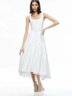 Alice and Olivia Diana Sleeveless Structured Midi Dress-Women Dresses