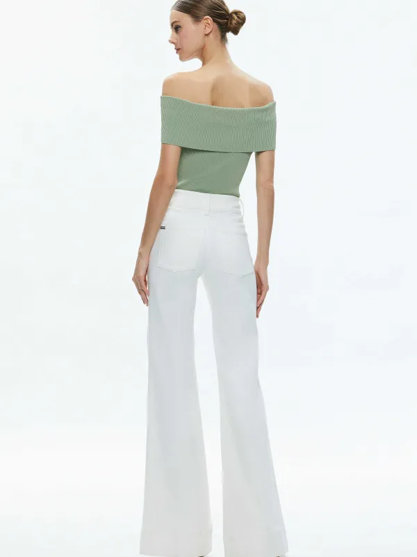 Alice and Olivia Dolan Foldover Sleeveless Pullover-Women Tops
