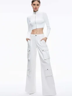 Alice and Olivia Dorris Ribbed Zip Up Cardigan-Women Sweaters