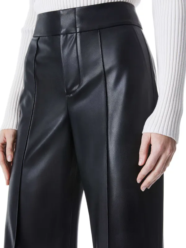 Alice and Olivia Dylan Vegan Leather Wide Leg Pant-Women Pants
