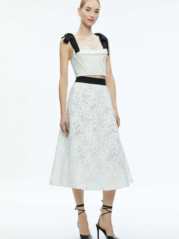 Alice and Olivia Earla Lace Midi Skirt-Women Skirts