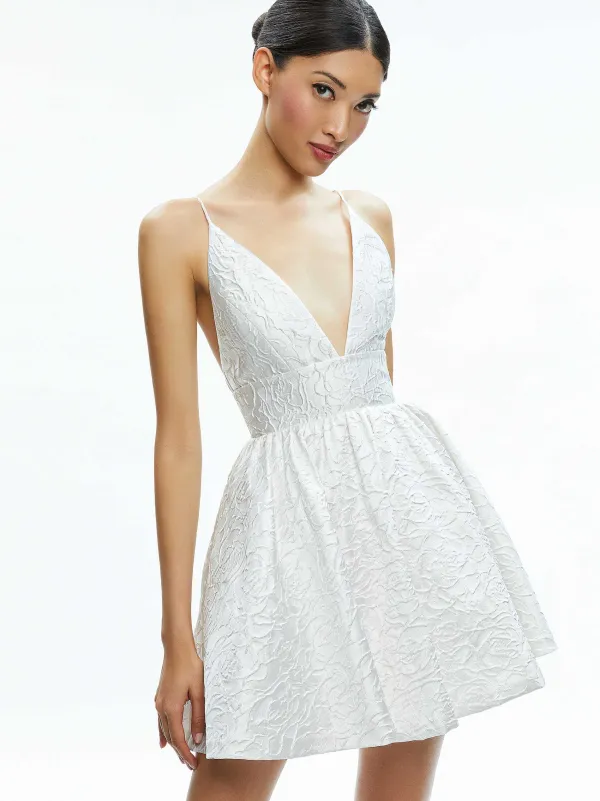 Alice and Olivia Ellamae Deep V-Neck Dress-Women Dresses