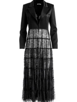 Alice and Olivia Everly Drama Lace Maxi Blazer-Women Jackets + Coats