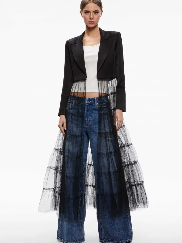Alice and Olivia Everly Tulle Blazer-Women Jackets + Coats