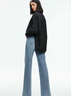 Alice and Olivia Finely High-Low Blouse-Women Tops
