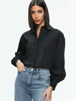 Alice and Olivia Finely High-Low Blouse-Women Tops