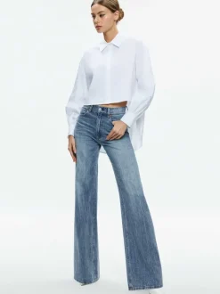 Alice and Olivia Finely High-Low Blouse-Women Tops