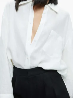 Alice and Olivia Finely Oversized Button Down Shirt-Women Tops