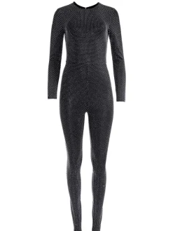 Alice and Olivia Freddie Crewneck Embellished Catsuit-Women Jumpsuits