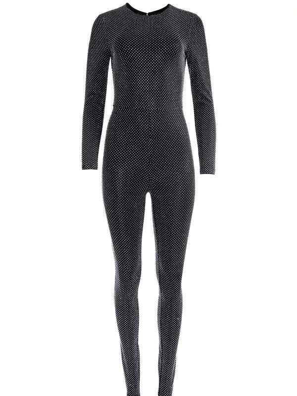 Alice and Olivia Freddie Crewneck Embellished Catsuit-Women Jumpsuits