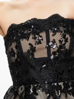 Alice and Olivia Gerda Strapless Sequin Lace Mini Gown-Women Dresses