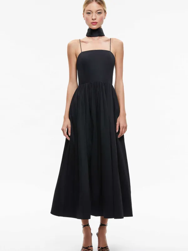 Alice and Olivia Glynis Spaghetti Strap Scarf Midi Dress-Women Dresses