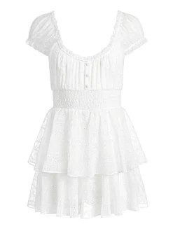 Alice and Olivia Gracie Ruffle Romper-Women Jumpsuits
