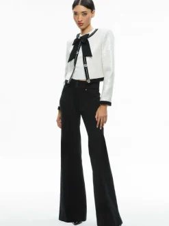 Alice and Olivia Gwyneth Embellished Cropped Bow Jacket-Women Jackets + Coats
