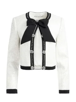 Alice and Olivia Gwyneth Embellished Cropped Bow Jacket-Women Jackets + Coats