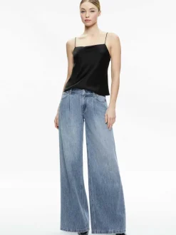 Alice and Olivia Harmon Drapey Slip Tank-Women Tops