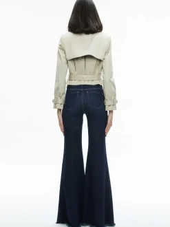Alice and Olivia Hayley Cropped Trench Coat With Belt-Women Jackets + Coats