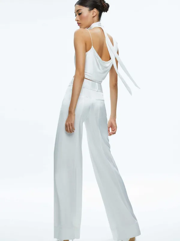 Alice and Olivia Jena Asymmetric Draped Scarf Top-Women Tops