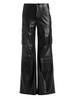 Alice and Olivia Joette Vegan Leather Cargo Pant-Women Pants