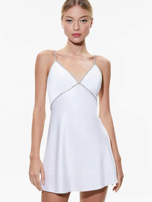 Alice and Olivia Julienne Embellished V-Neck Mini Dress-Women Dresses