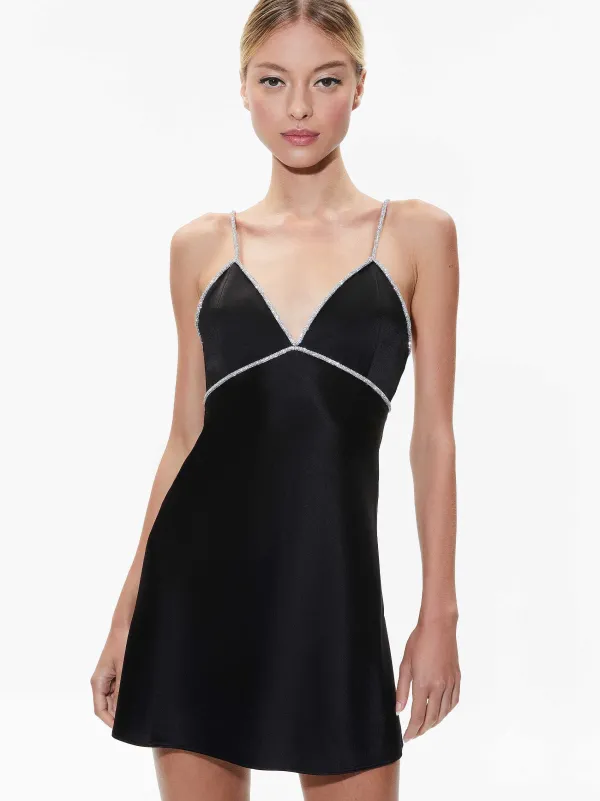 Alice and Olivia Julienne Embellished V-Neck Mini Dress-Women Dresses