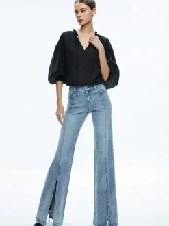 Alice and Olivia Julius Voluminous Blouson Sleeve Blouse-Women Tops