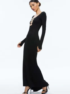 Alice and Olivia Kalena Scoop Neck Cutout Maxi Dress-Women Dresses