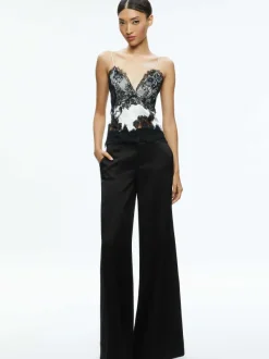 Alice and Olivia Katja Cutaway Lace Slip Top-Women Tops