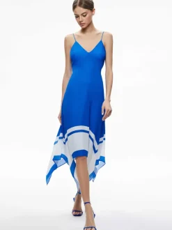 Alice and Olivia Kayson V-Neck Handkerchief Hem Dress-Women Dresses