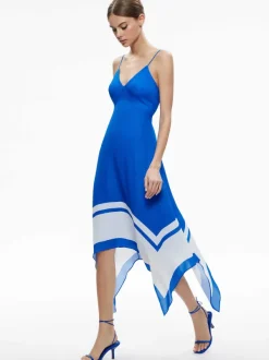 Alice and Olivia Kayson V-Neck Handkerchief Hem Dress-Women Dresses