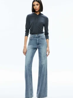 Alice and Olivia Kirk Wrap Front Hoodie-Women Tops