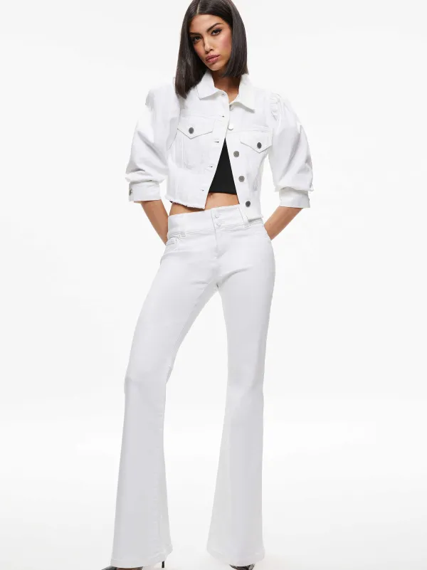 Alice and Olivia Lana Puff Sleeve Denim Jacket-Women Jackets + Coats