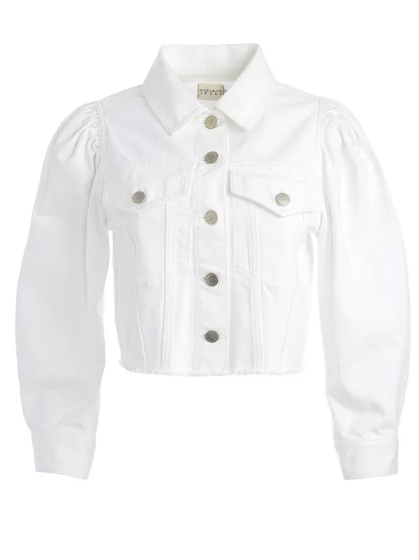 Alice and Olivia Lana Puff Sleeve Denim Jacket-Women Jackets + Coats