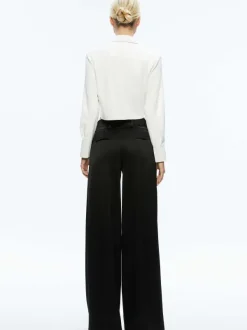 Alice and Olivia Leon Cropped Vegan Leather Button Down-Women Tops