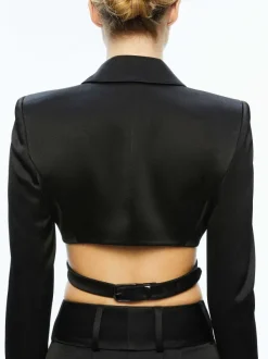 Alice and Olivia Leone Cropped Wrap Blazer-Women Tops