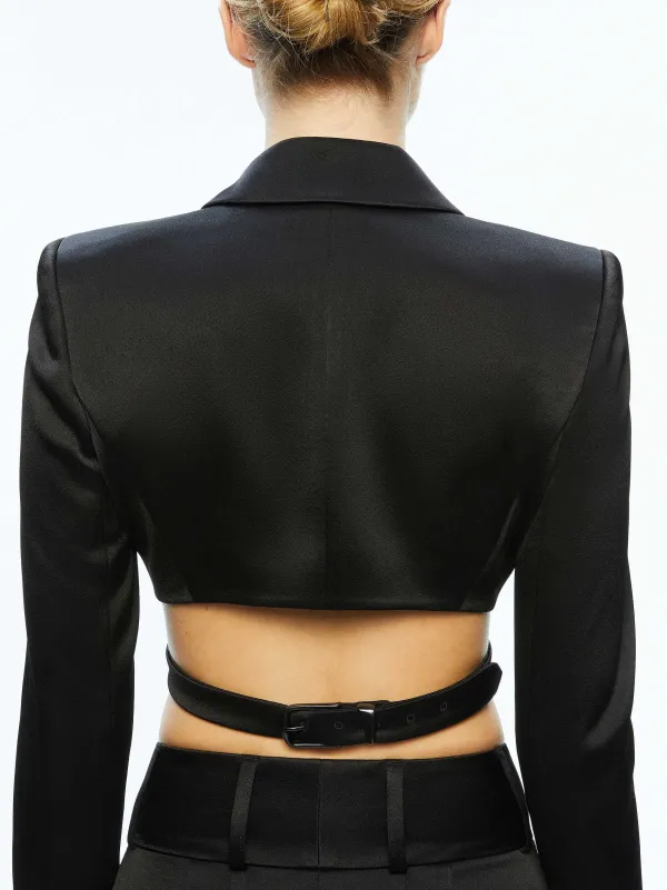 Alice and Olivia Leone Cropped Wrap Blazer-Women Tops