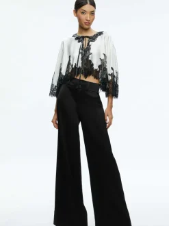 Alice and Olivia Loree Lace Tie Front Cropped Jacket-Women Tops