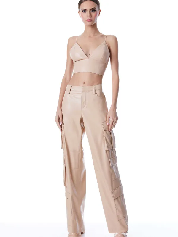Alice and Olivia Luis Vegan Leather Cargo Pant-Women Pants