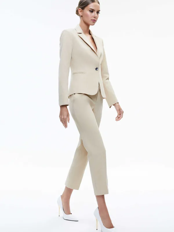 Alice and Olivia Macey Chino Fitted Notch Collar Blazer-Women Jackets + Coats