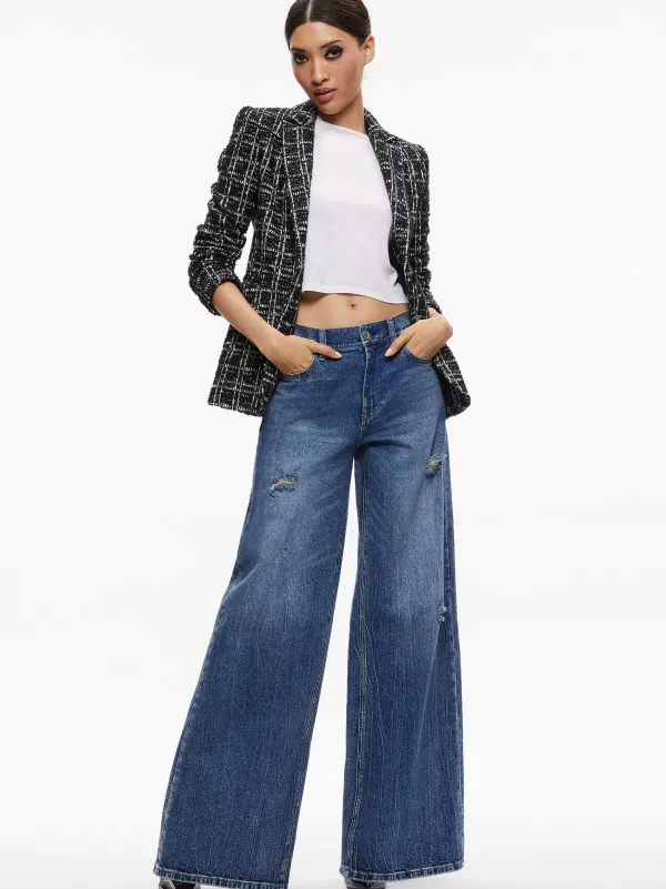 Alice and Olivia Macey Fitted Notch Collar Blazer-Women Jackets + Coats