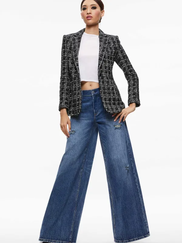 Alice and Olivia Macey Fitted Notch Collar Blazer-Women Jackets + Coats