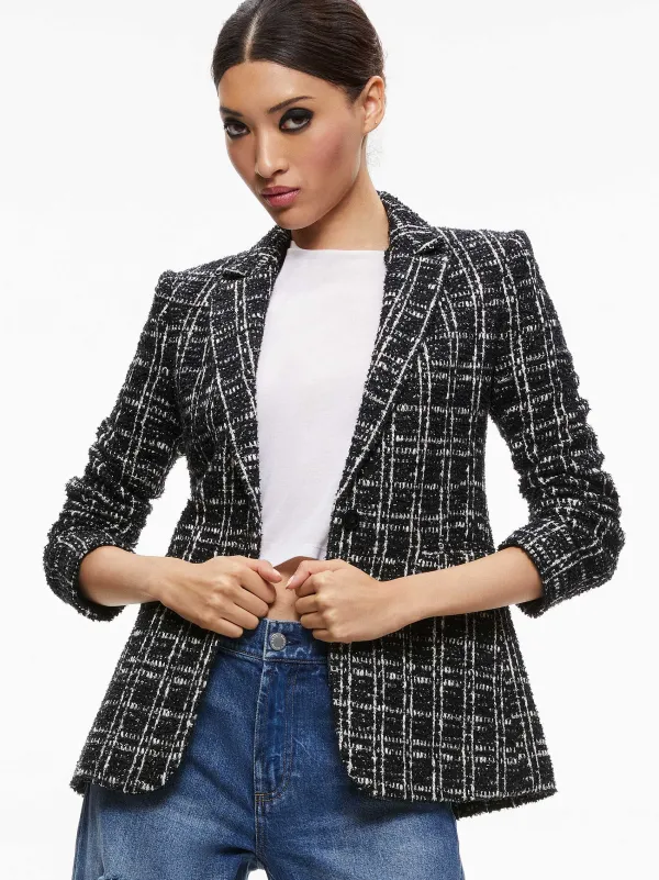 Alice and Olivia Macey Fitted Notch Collar Blazer-Women Jackets + Coats