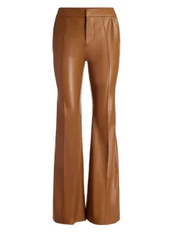 Alice and Olivia Macey Fitted Vegan Leather Blazer + Danette Vegan Leather Split Hem Trousers-Women Matching Sets