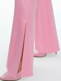 Alice and Olivia Macey Notch Collar Fitted Blazer + Danette High Rise Flare Slit Trouser-Women Matching Sets
