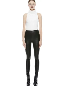 Alice and Olivia Maddox Side Zip Leather Legging-Women Pants