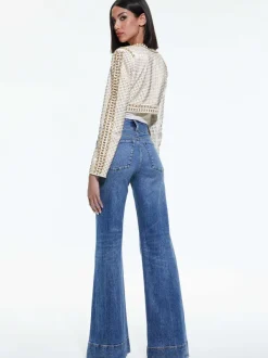 Alice and Olivia Maira Cropped Jacket With Chain Trim-Women Jackets + Coats