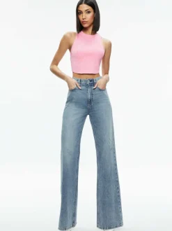 Alice and Olivia Marin Curved Hem Tank-Women Tops