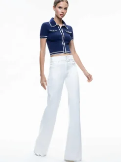 Alice and Olivia Marlena Button Front Polo-Women Tops