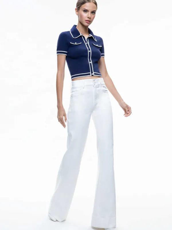 Alice and Olivia Marlena Button Front Polo-Women Tops