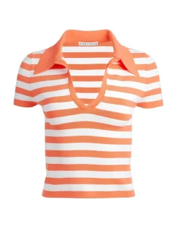 Alice and Olivia Martha Striped Polo-Women Tops